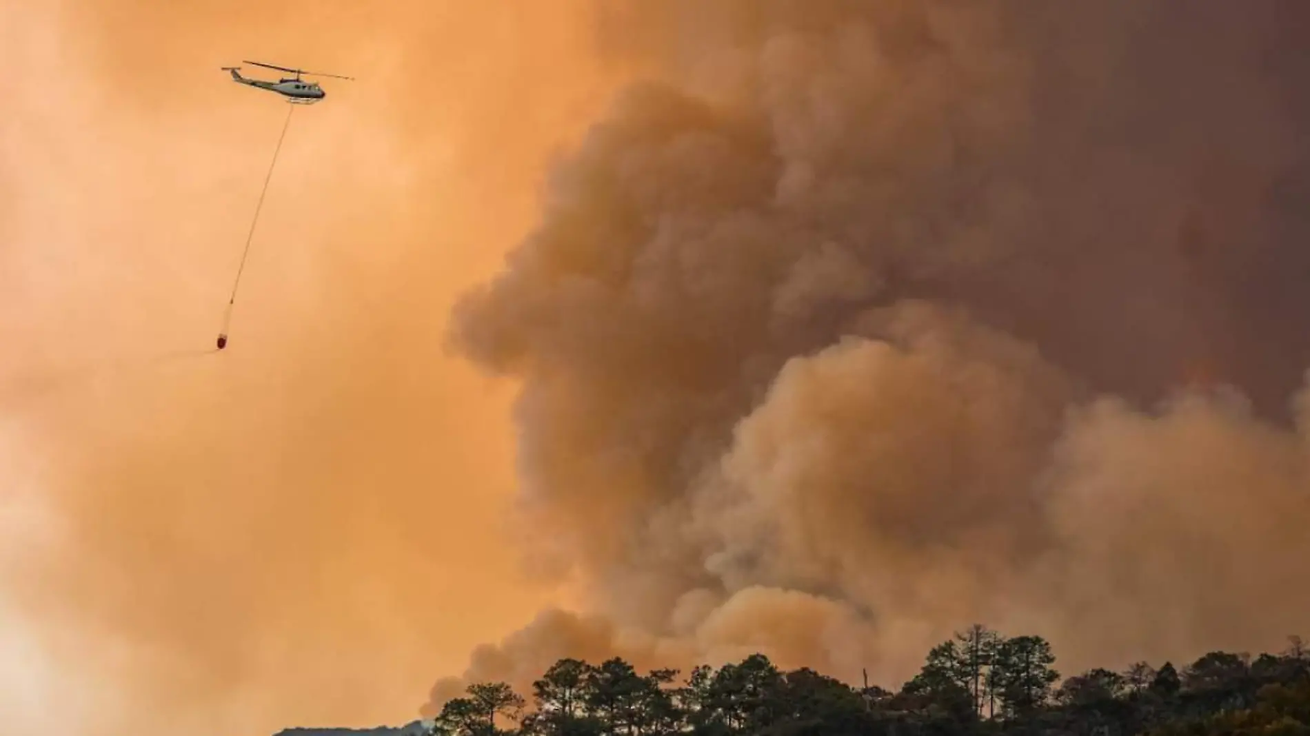 Condiciones climáticas dificultan combate de incendio en la Sierra de Santiago